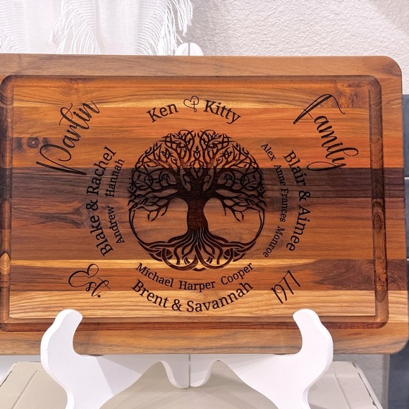 CUSTOM ENGRAVED TEAK CUTTING BOARD